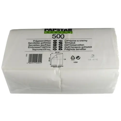 Serviette, 330 x 330 mm, 1 couche, blanc - Papstar 