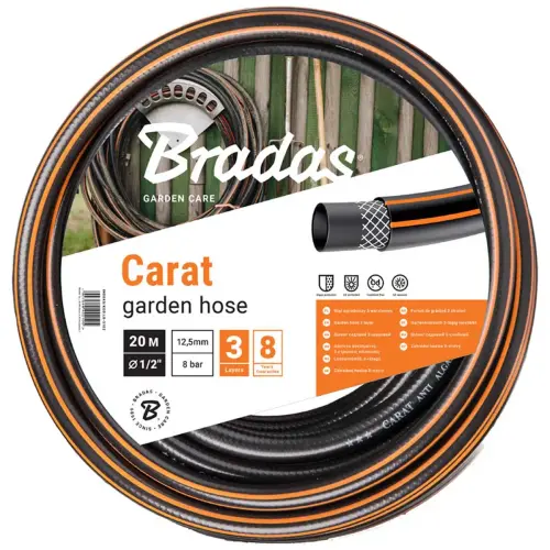 Tuyau d'arrosage CARAT, 1/2', noir/orange, 20 m - Bradas
