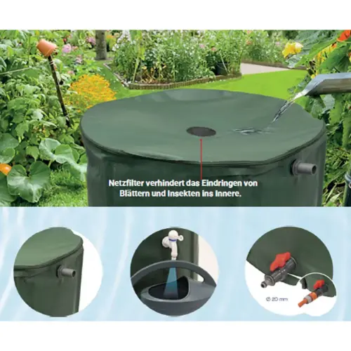 Citerne RÉCUP'O, diamètre: 600 mm, 250 litres, vert - Eda Fontaine