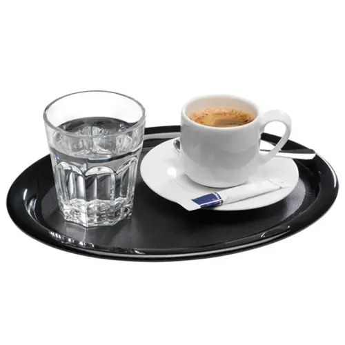 Plateau de service KAFFEEHAUS, ovale, en mélamine noir - Aps