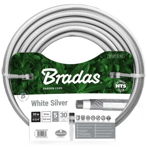 Tuyau d'arrosage NTS WHITE SILVER, 3/4', 30 m - Bradas