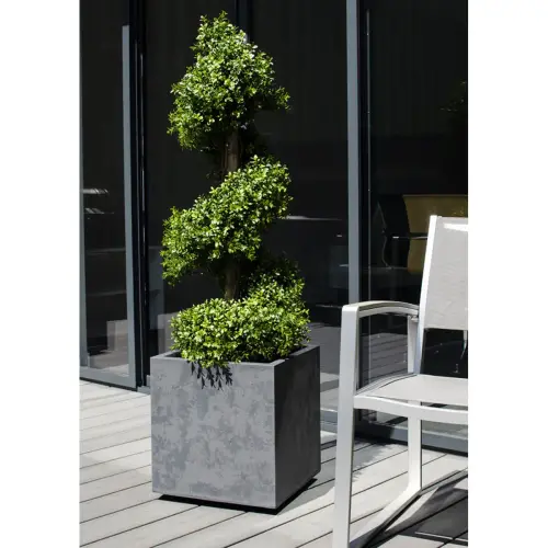 Bac &agrave; plantes BASALT double paroi, 395 mm, vert amande - Eda Fontaine 