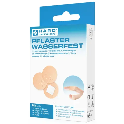 Pansement imperméable, rond, couleur chair, pack de 20 - Haro