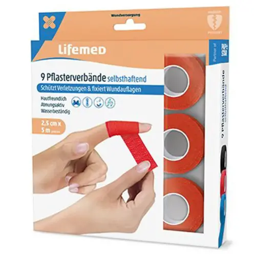 Pansement, auto-adhésif, 9 rouleaux, bleu - Lifemed