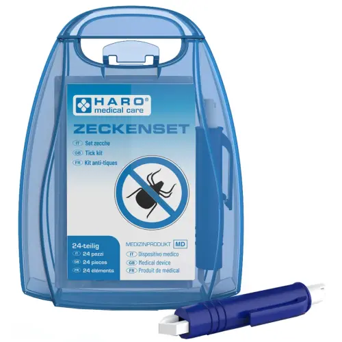 Kit anti-tiques, 24 pièces, boîte de transport bleue - Haro