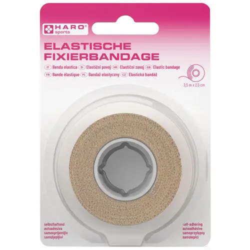 Bande de fixation élastique, 25 mm x 2,5 m, ton chair - Haro