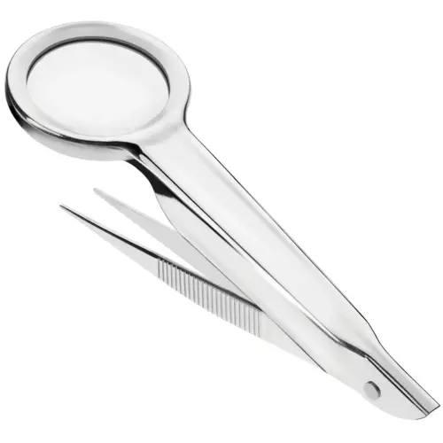 Pince précelle avec loupe, argent - First Aid Only