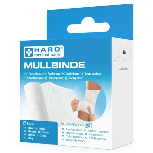 Bande de gaze élastique, blanc, 60 mm x 4,0 m, set de 2 - Haro