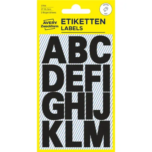 Stickers de lettres, lettres A-Z, noir - Avery Zweckform