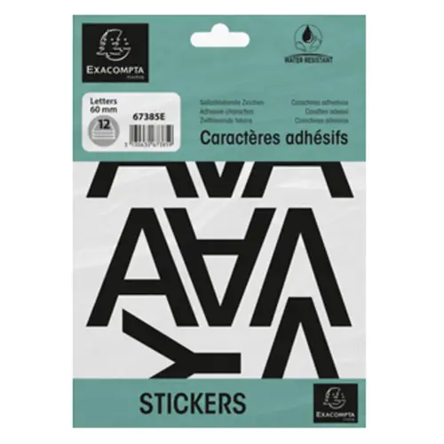 Lettres auto-adh&eacute;sives A-Z - 20 mm - Noir - Exacompta 