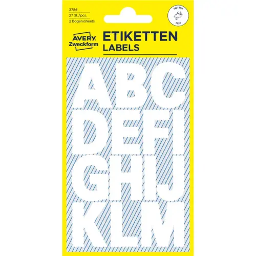 Sticker de lettres, lettres A-Z, blanc - Avery Zweckform