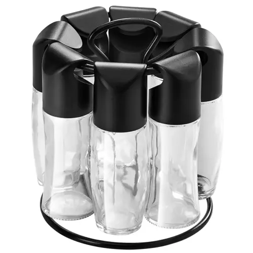 Porte-épices Spice 8, non garni, rond, noir - Metaltex