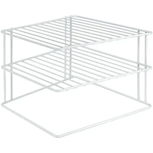 Étagère d'angle Silos, 2 niveaux, blanc - Metaltex