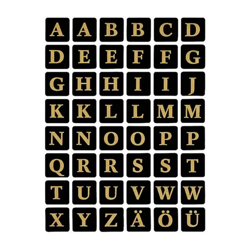 Stickers alphabetique A-Z, film marqué, noir/or - Herma