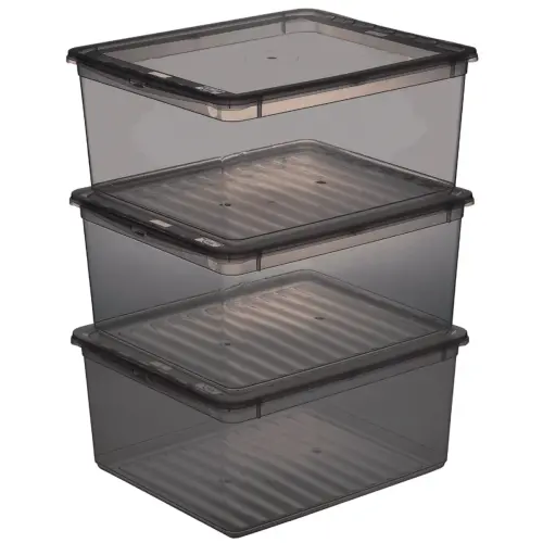Set de bo&icirc;tes de rangement 'bea', 3x 18 L, gris - Keeeper 