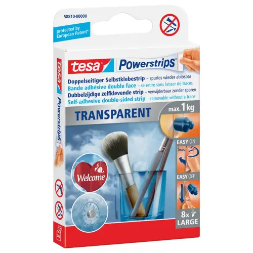 Solution de fixation, fixation: max. 1 kg - Transparent - Tesa 
