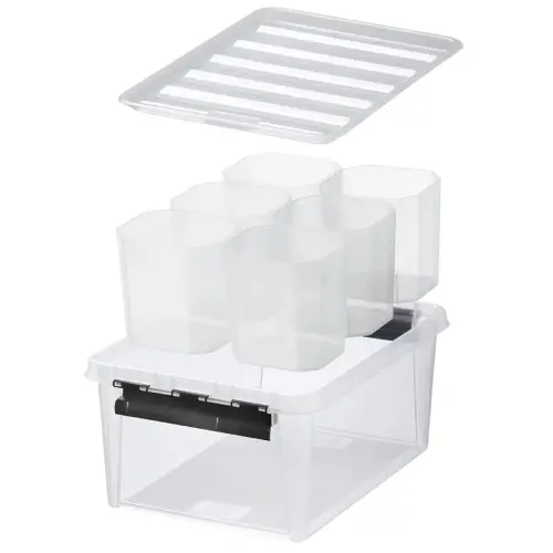 Boîte de rangement CLASSIC 14 L + inserts, blanc - Smartstore