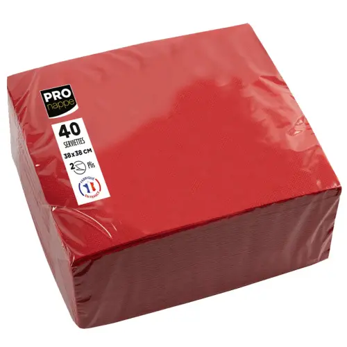Serviette de table jetable, 380 x 380 mm, rouge - Pronappe 