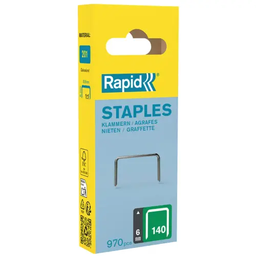 Agrafes fil plat n140, 14 mm, petit paquet - Rapid Tools