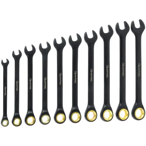 Jeu de clés mixtes à fourche à cliquet, 10 pièces - Quantool