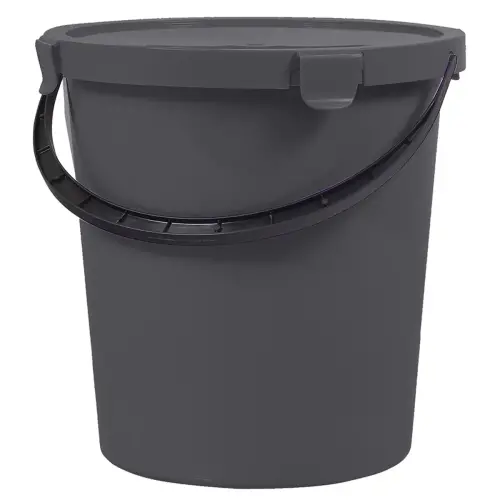 Seau &agrave; cueillette avec couvercle, 5 L, gris fonc&eacute; - Plast Team 