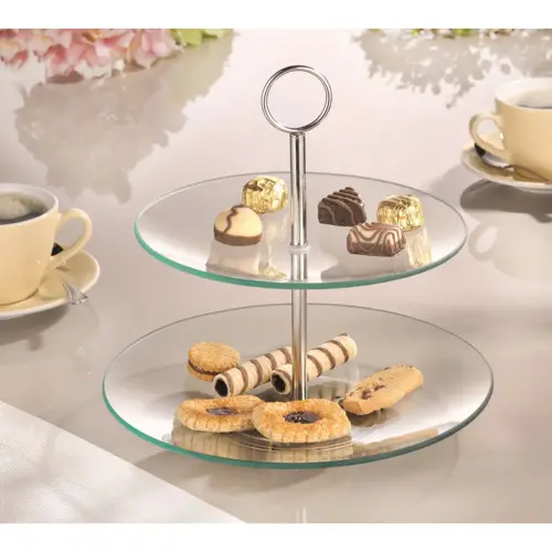 Présentoir à étages en verre 'COOKIE', 2 étages - Esmeyer