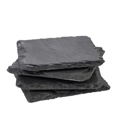 4 Sous-verres en ardoise naturelle, 100 x 100 mm - APS 