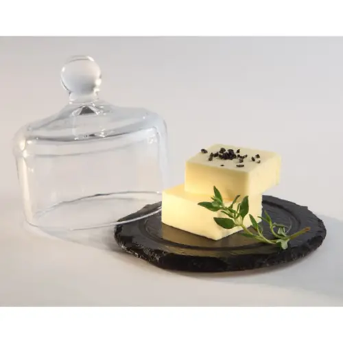 Plat en ardoise naturelle avec cloche en verre - APS 