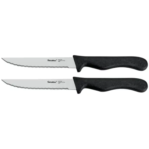 2 Couteaux à steak/tomates Basic, noir - Metaltex