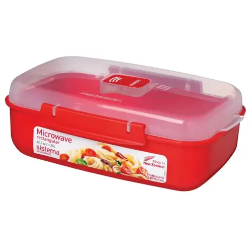 Boîte pour micro-ondes RECTANGULAR, 525 ml, rouge - Sistema