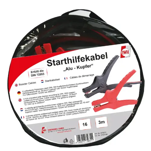 C&acirc;ble de d&eacute;marrage pour voiture ALU-PRO - 16 mm&sup2; - IWH 