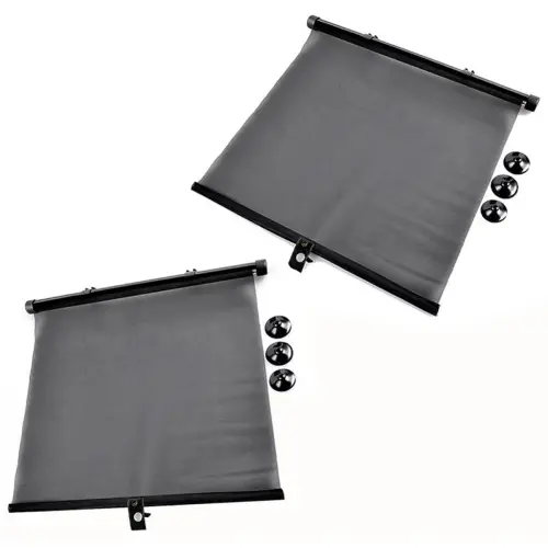 IWH Pare-soleil enroulable pour voiture, noir, set de 2