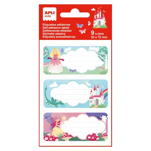 Étiquettes scolaires princesses 9 unités - Apli