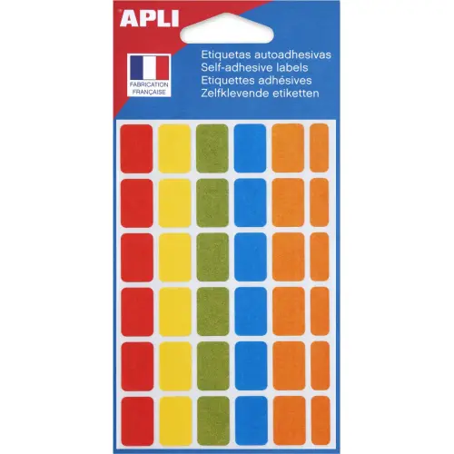 &Eacute;tiquettes couleurs assorties 12 x 18 mm 120 unit&eacute;s - Apli 