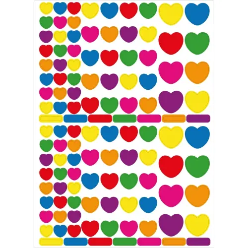 Gommettes c&oelig;urs multicolores - 624 unit&eacute;s - Apli 