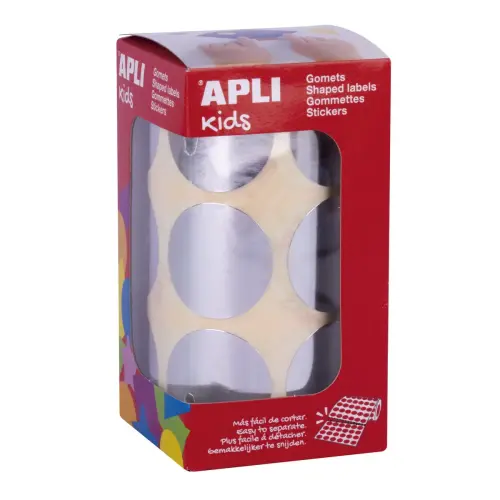 Rouleau de gommettes rondes &Oslash;33 mm m&eacute;tallis&eacute;es argent - Apli 