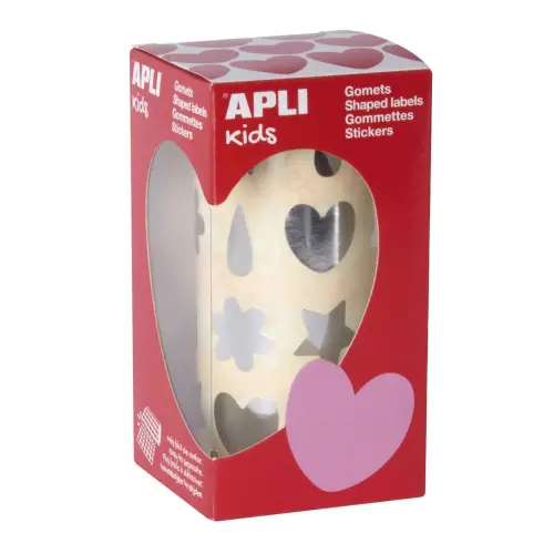 Rouleau gommettes formes assorties argent - Apli