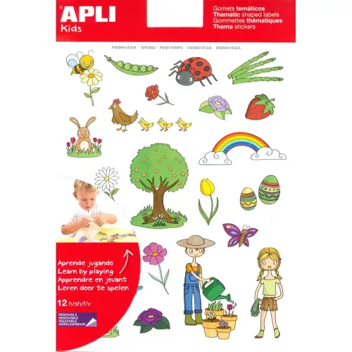 Gommettes thématiques Le Printemps 12 feuilles - Apli