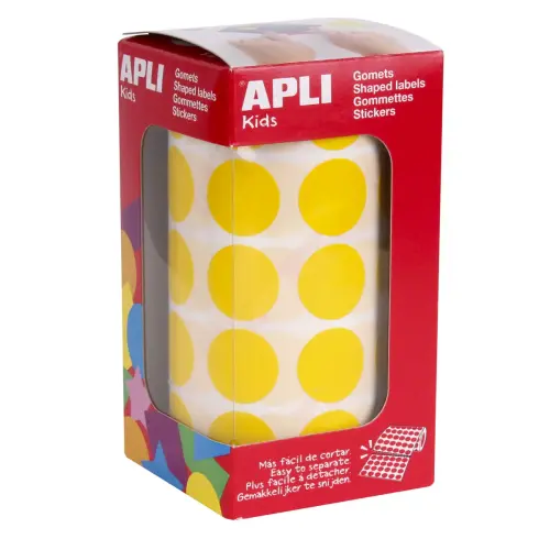 Rouleau gommettes rondes Ø 20 mm jaunes - Apli