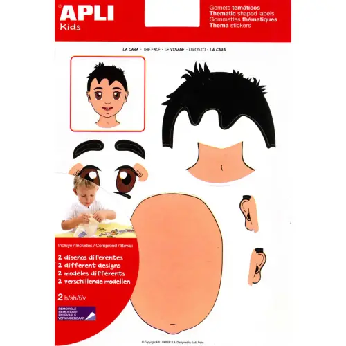 Gommettes th&eacute;matiques Le Visage 2 feuilles - Apli 