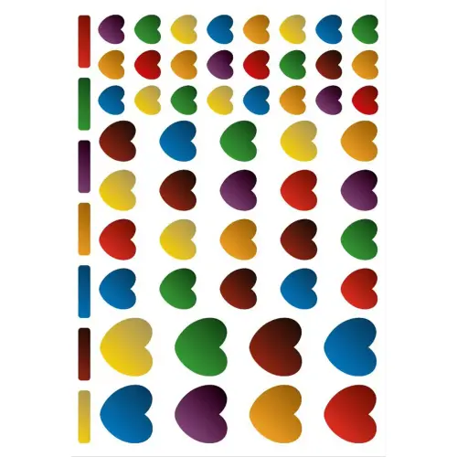 Sachet de gommettes c&oelig;urs m&eacute;tallis&eacute;es couleurs assorties 6 feuilles - Apli 