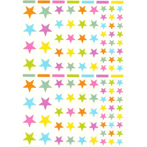 Gommettes étoiles enlevables aux couleurs Peps 6 feuilles - Apli