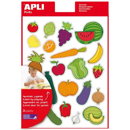 Gommettes th&eacute;matiques Fruits et l&eacute;gumes 3 feuilles - Apli 