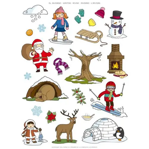 Gommettes thématiques L’Hiver 12 feuilles - Apli
