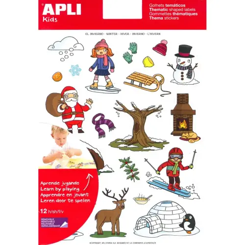 Gommettes thématiques L’Hiver 12 feuilles - Apli