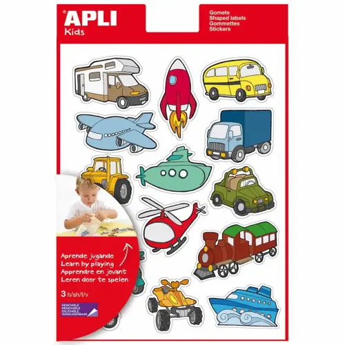 Gommettes thématiques Les Transports 3 feuilles - Apli