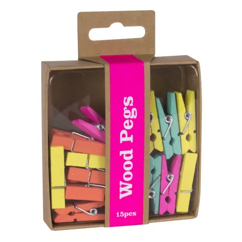 Pinces en bois Fluor collection 15 unités - Apli