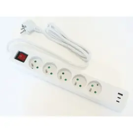Blocs 5 prises - Avec USB et interrupteur - C&acirc;ble 1,5m 