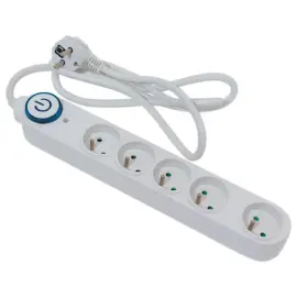 Bloc multiprises 5 prises - C&acirc;ble 1,5 m - Avec interrupteur 