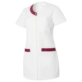 TUNIQUE M&Eacute;DICALE MANCHES COURTES F VALENTINE HASSON&ndash;BLANC BORDEAUX&ndash;T.4 